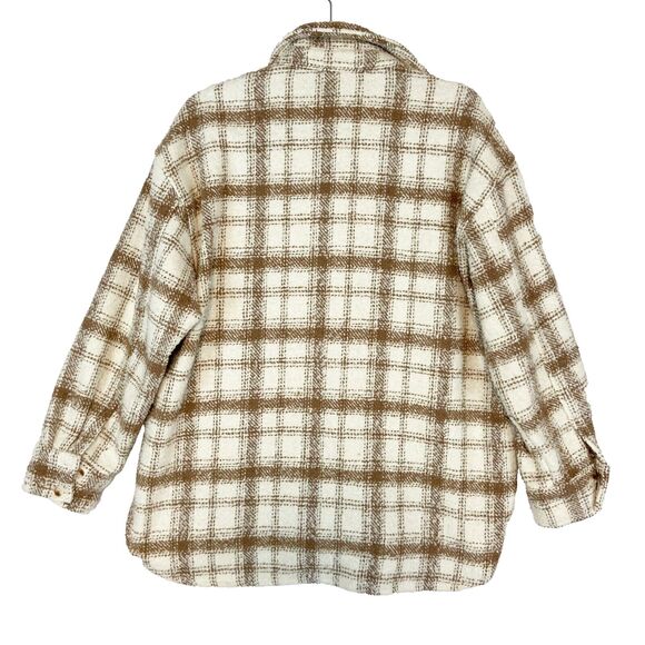 Aly Daly Shacket Womens Medium White Tan Button Front Collared Textured Neutral - Picture 2 of 5